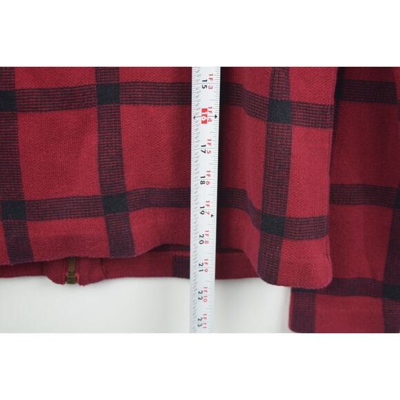 Lauren Ralph Lauren Womens Sweater Jacket Red Buffalo Plaid Zip Cotton Sz Small - Picture 16 of 16